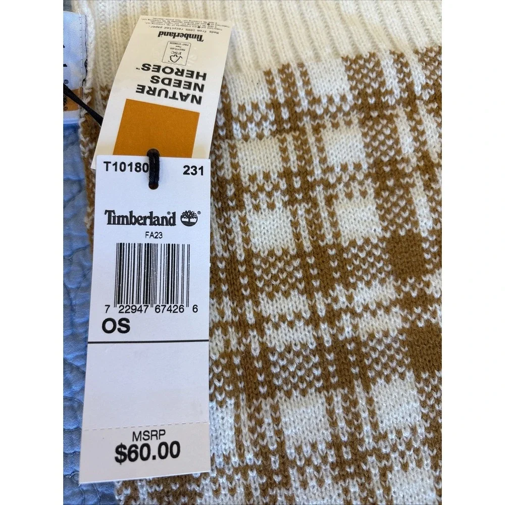 Timberland Scarf NWT Wheat Plaid One Size Winter Fall Logo T101808